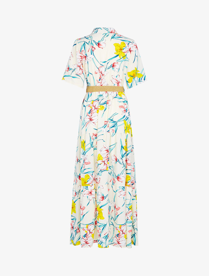 Robe longue à basques imprimé grandes fleurs - ecru - 2