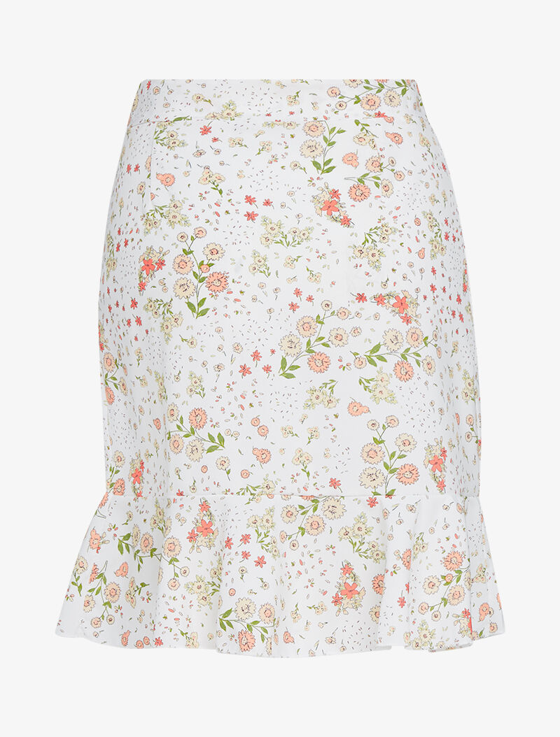 Jupe fleurie style portefeuille - blanc - 3