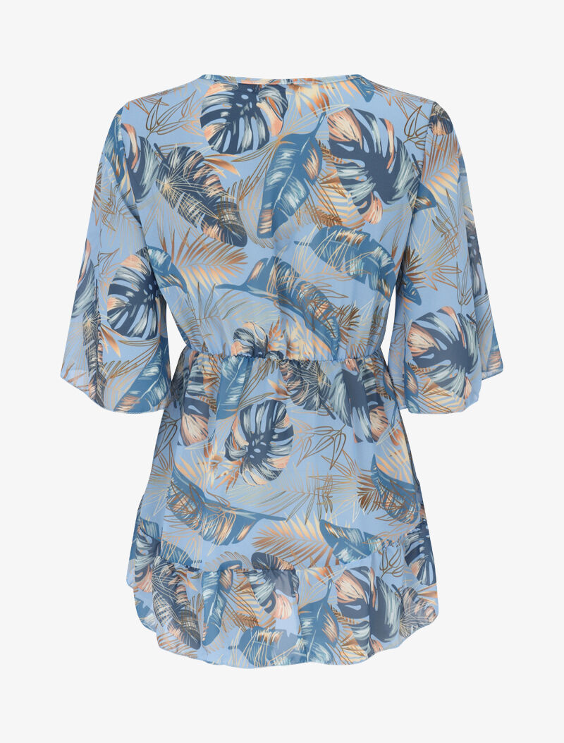 Top péplum en voile imprimé - bleu - 2