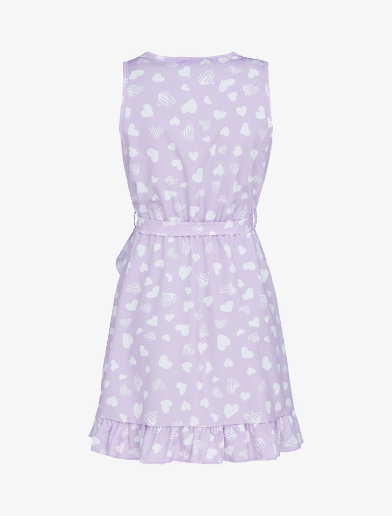 Robe à imprimé coeurs et volants - lilas - 2