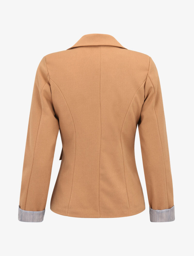 Blazer à revers imprimé rayures - camel - 2