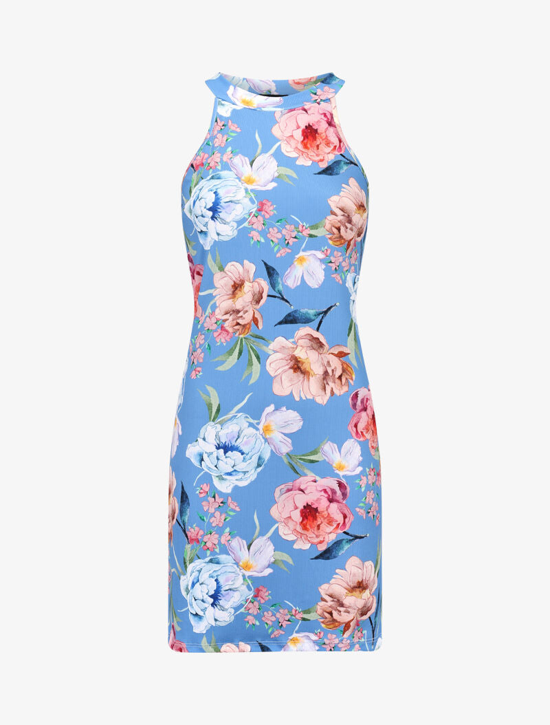 Robe côtelée à imprimés - bleu ciel - 3