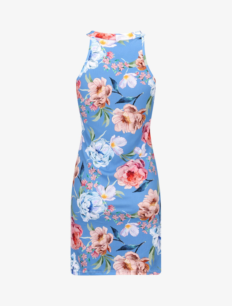 Robe côtelée à imprimés - bleu ciel - 2