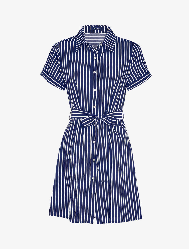Chemise longue rayée à cintrer - marine - 2