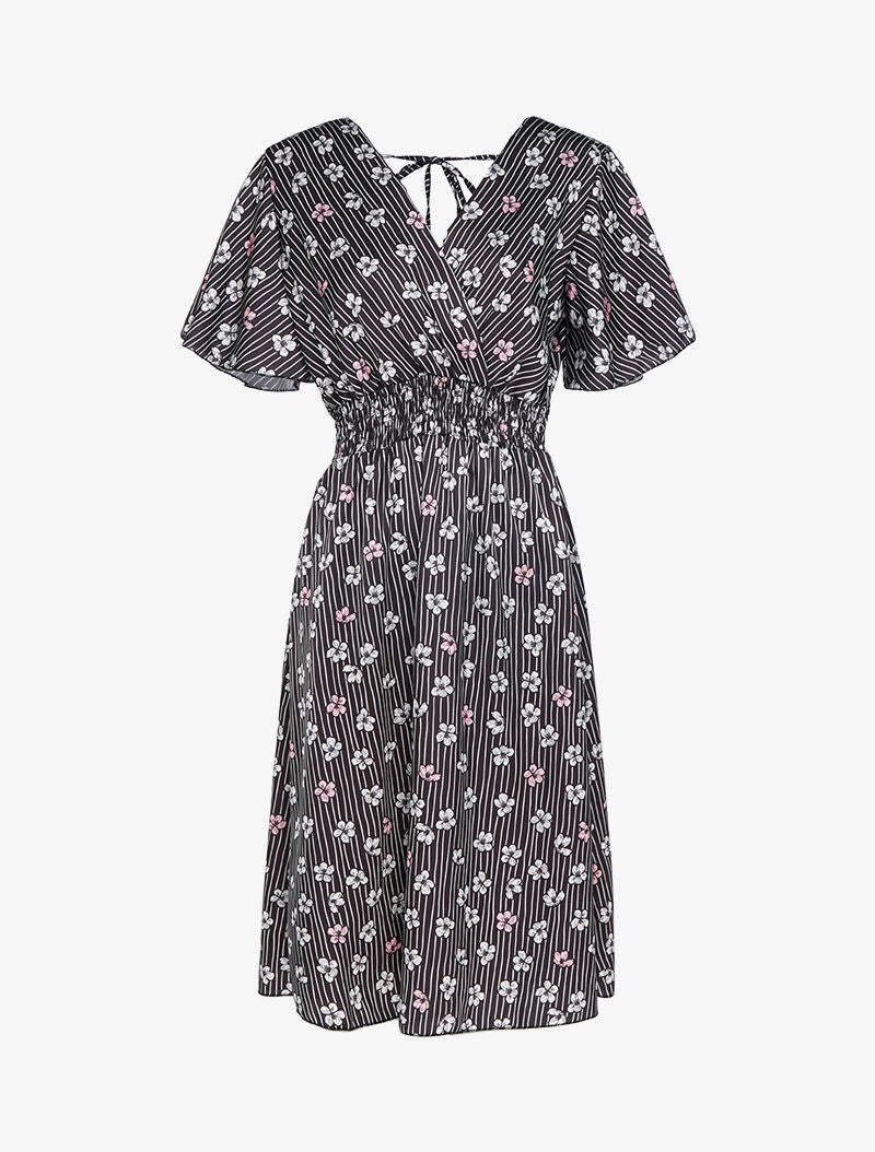Robe satinée à imprimés - noir - 1