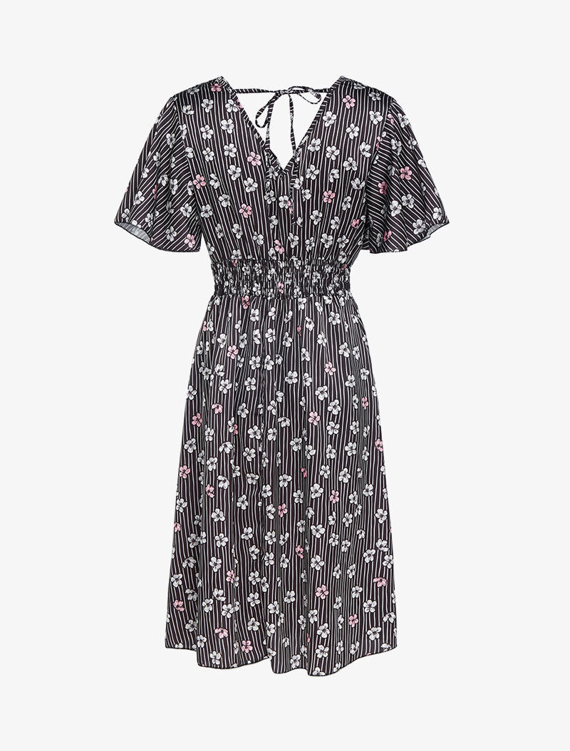 Robe satinée à imprimés - noir - 2