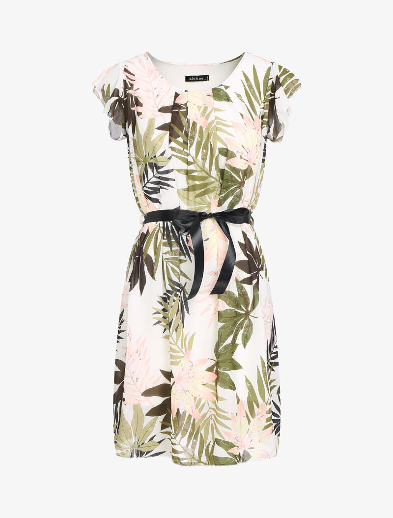 Robe en voile imprimé feuillage - vert - 2