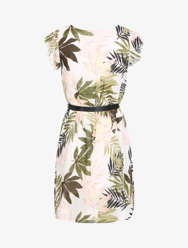 Robe en voile imprimé feuillage - vert - 3