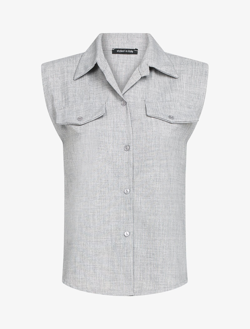 Top style chemise à épaulettes - gris clair - 3