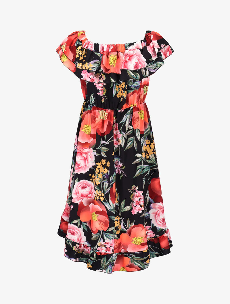 Robe imprimée à volants - noir - 3