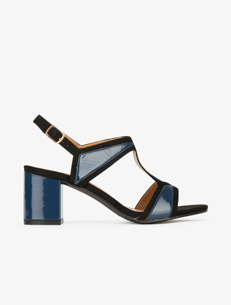 Salomé stylisées vernies et suédine - marine - 1