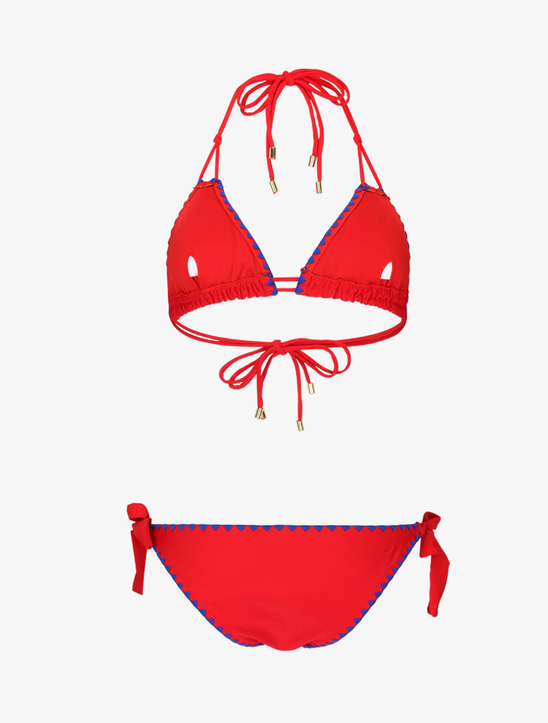 Bikini triangle empiécé coquillages - rouge - 2