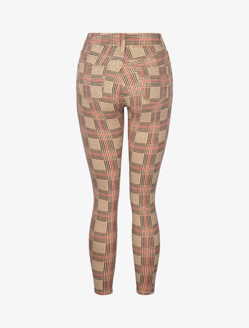 Jean imprimé damier pied de poule coupe skinny - camel - 4