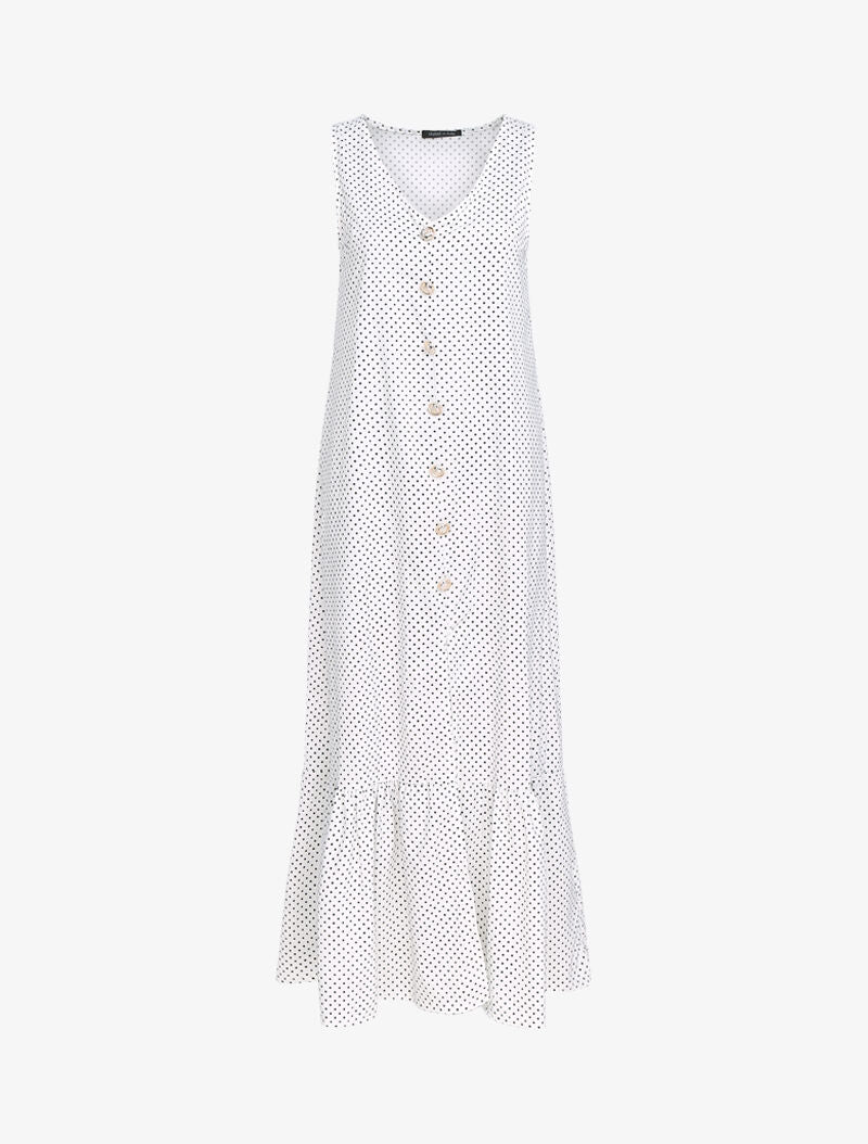 Robe à pois et bord fendu - blanc - 2