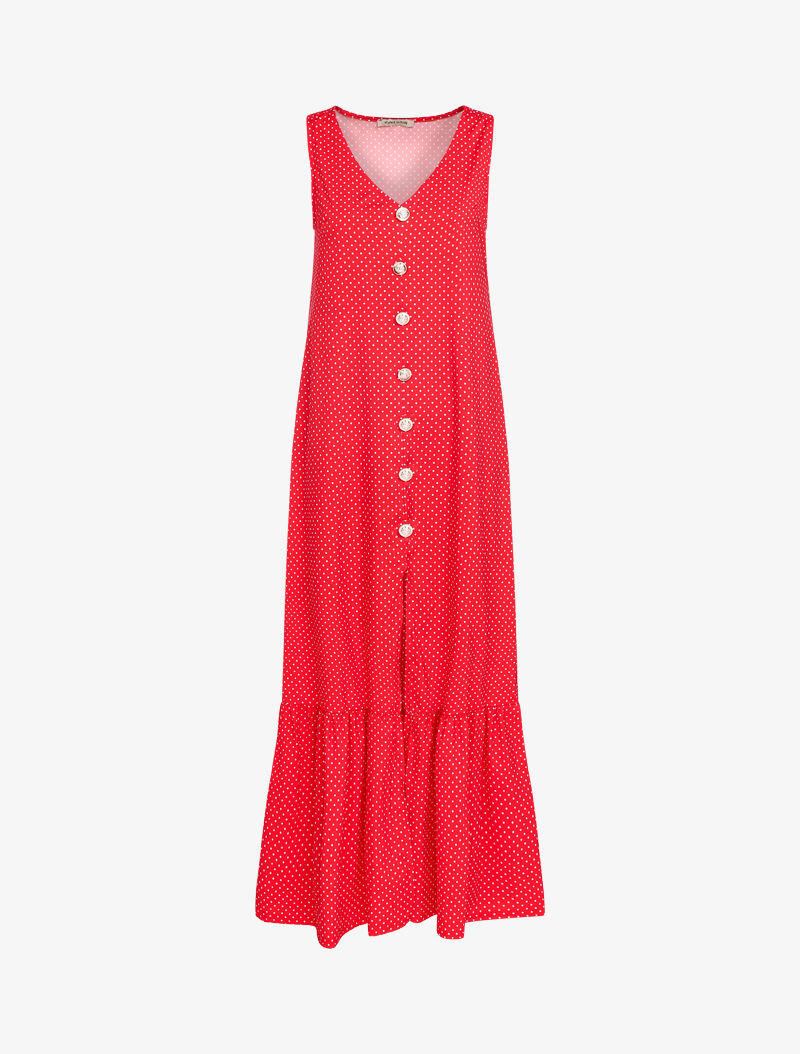 Robe à pois et bord fendu - rouge - 3