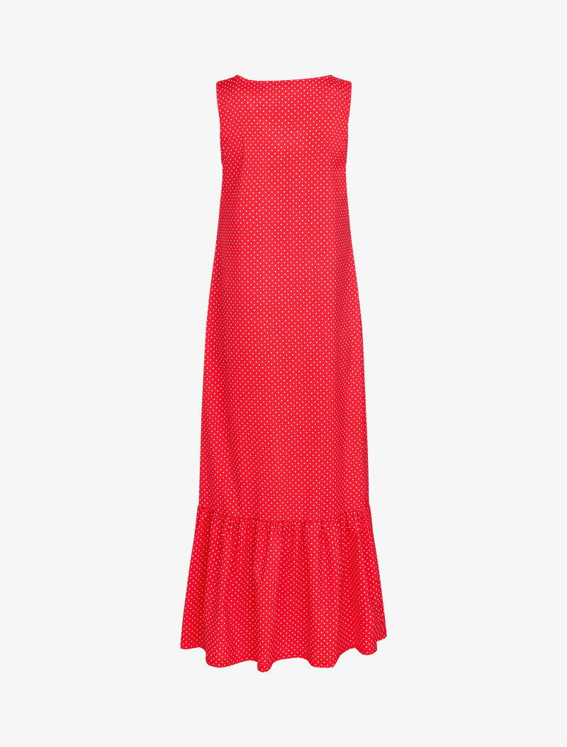Robe à pois et bord fendu - rouge - 2