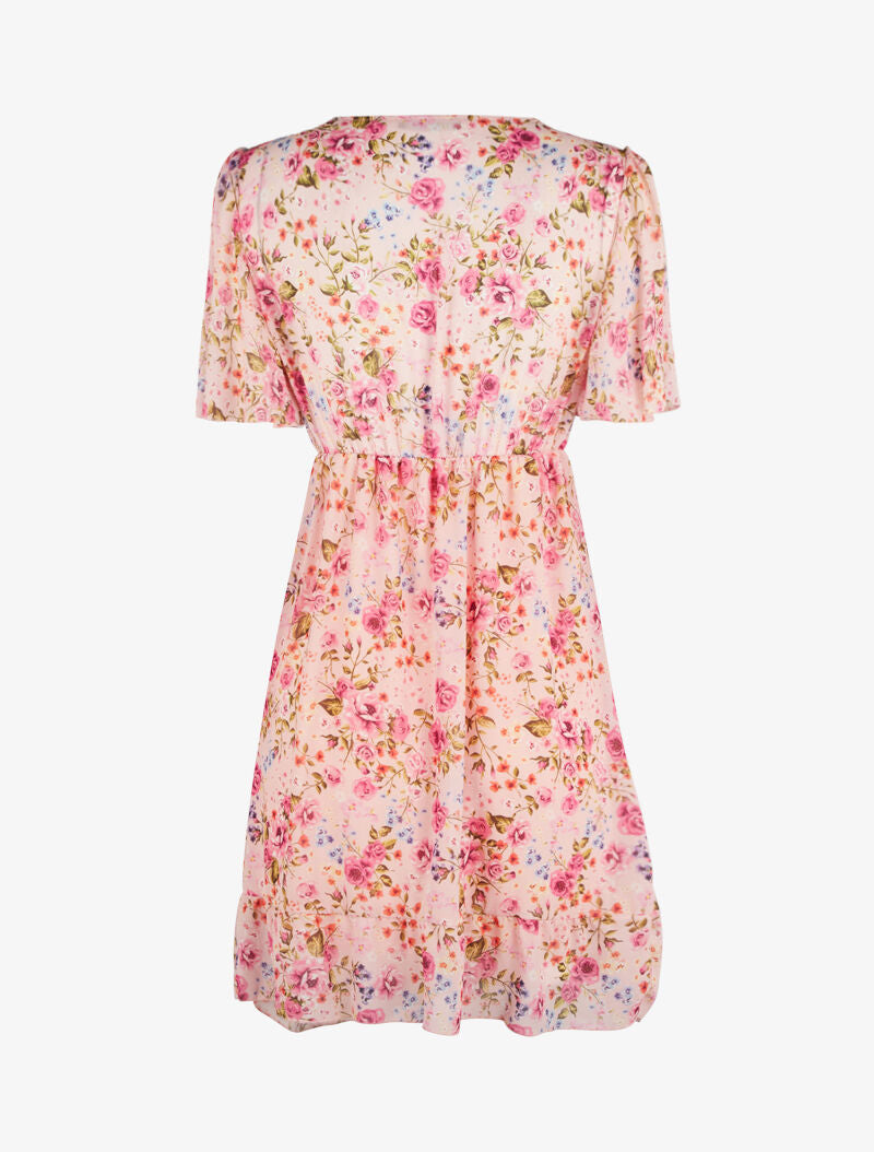 Robe à manches volantées et bord à basques - rose - 2