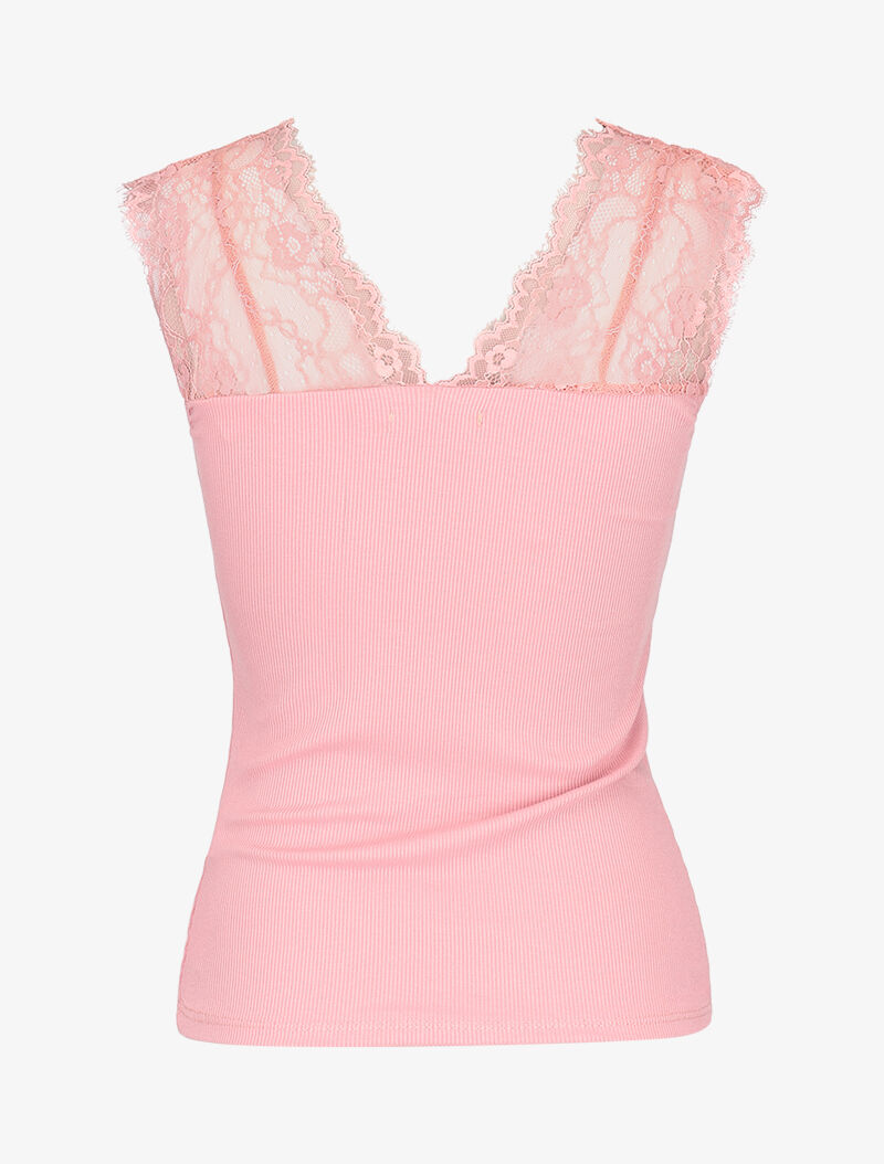 Débardeur à larges bretelles en dentelle - rose - 2