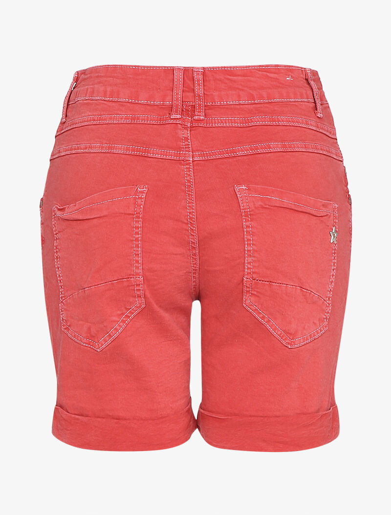 Short loose uni à ourlets - rouge - 4