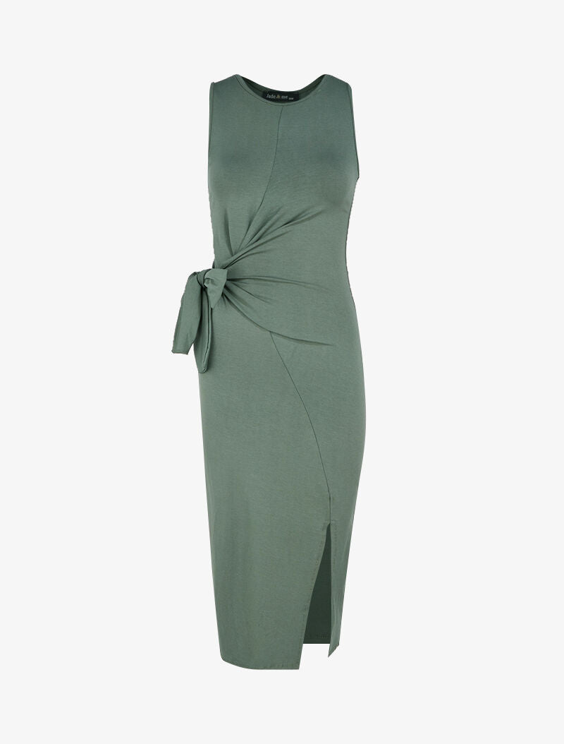 Robe à empiècements à nouer - kaki - 1
