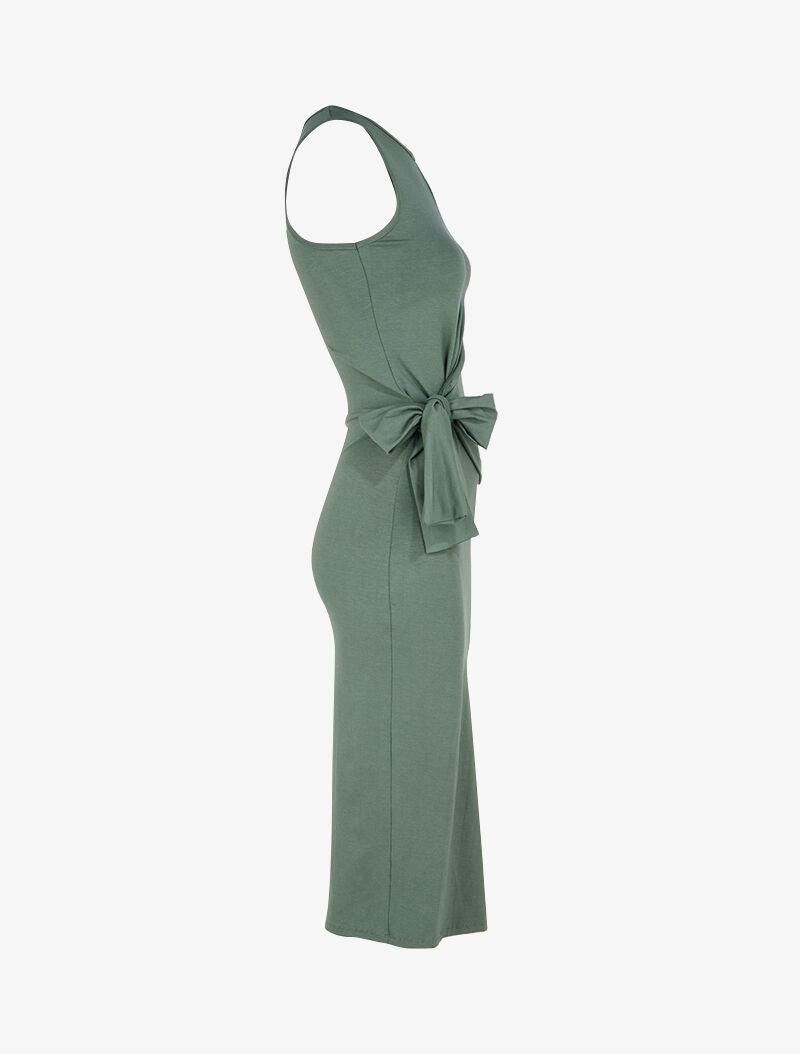 Robe à empiècements à nouer - kaki - 3