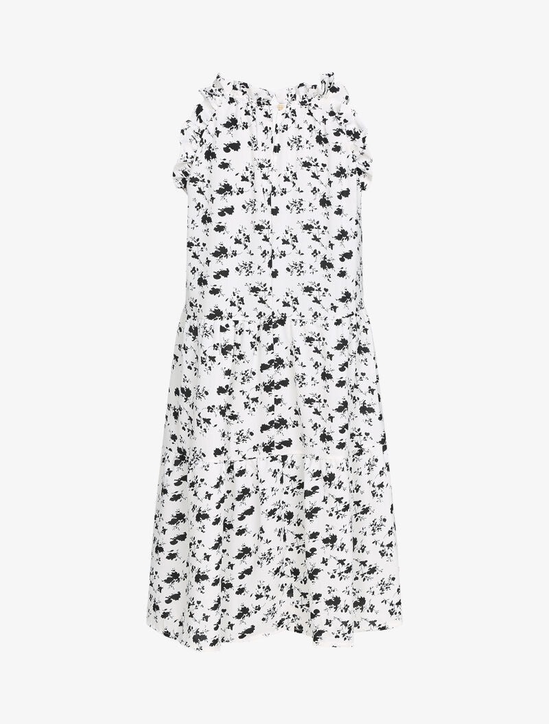Robe trapèze à buste volanté - blanc - 2