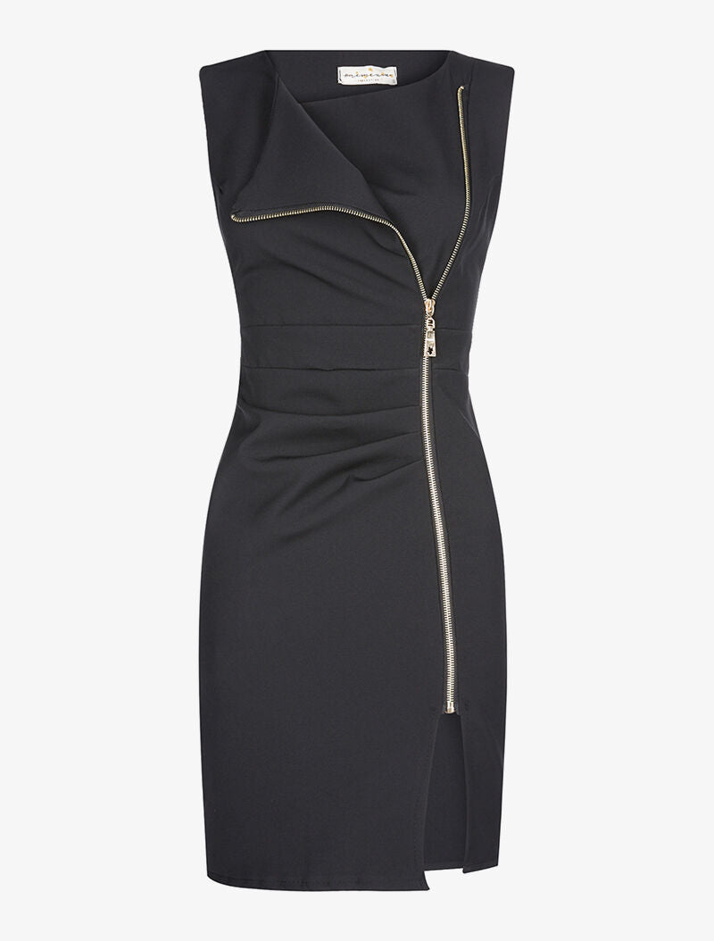 Robe zippée unie - noir - 2