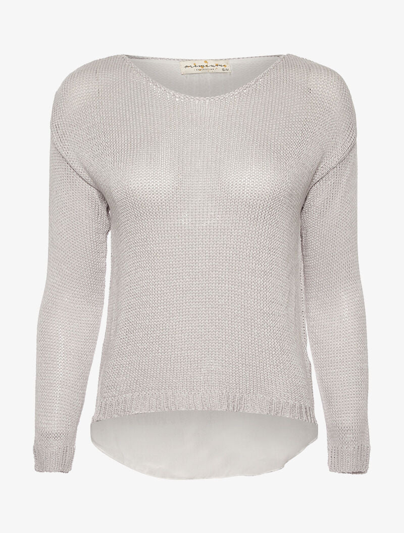 Pull dos ouvert à voile - gris - 3