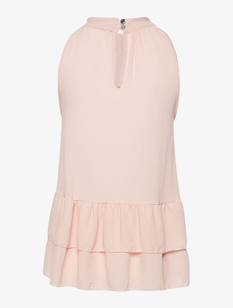 Top mousseline bas volanté - rose - 2