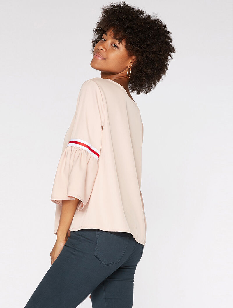 Top manches volantées à lignes sport - beige - 2