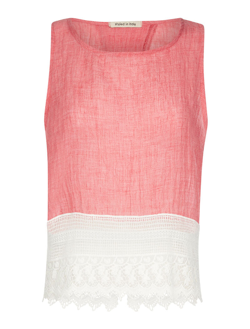 Débardeur dos ouvert à dentelle - rouge - 1