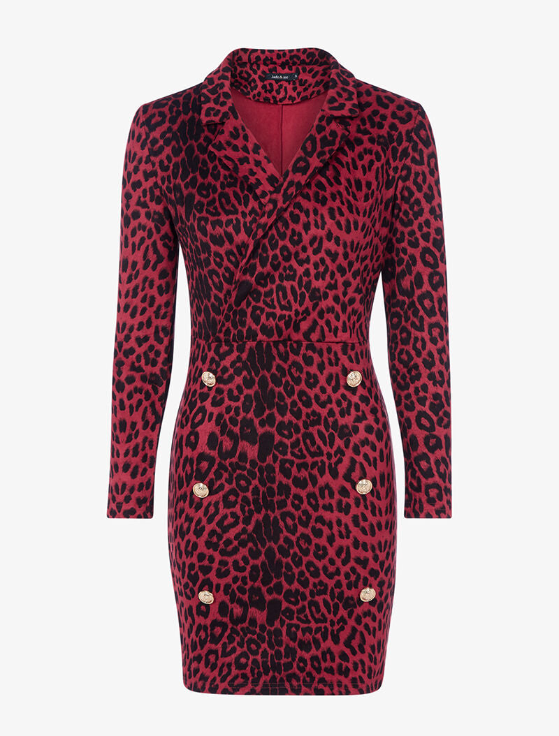 Robe léopard buste cache-coeur - bordeaux - 2