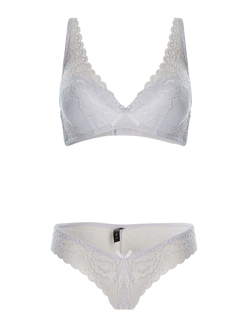 Ensemble SG et culotte en dentelle fine - blanc - 1