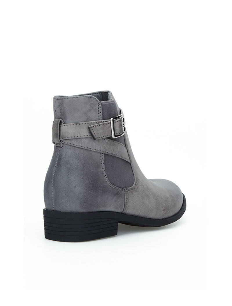 Chelseas boots bimatière lanières décoratives - gris - 4