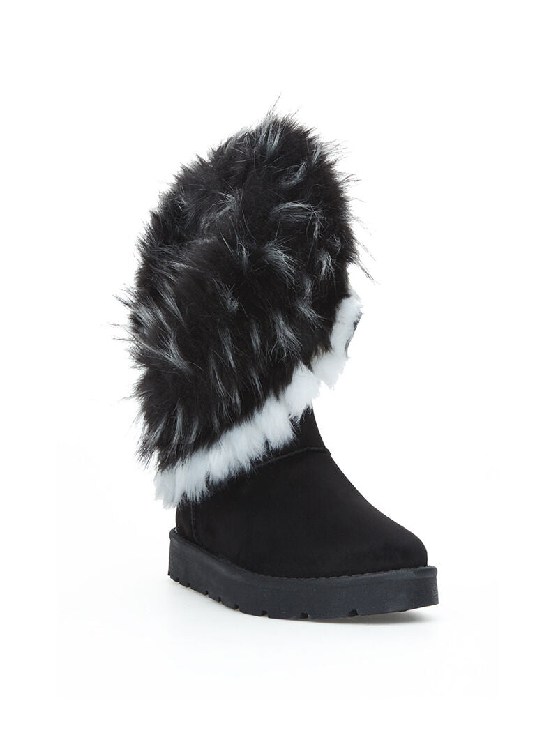 Boots fourrées asymétrique à fourrure - noir - 2