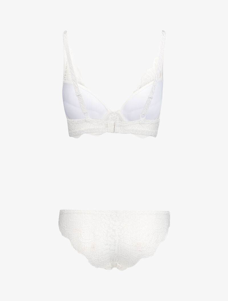 Ensemble en dentelle et culotte ajourée - Blanc - 2