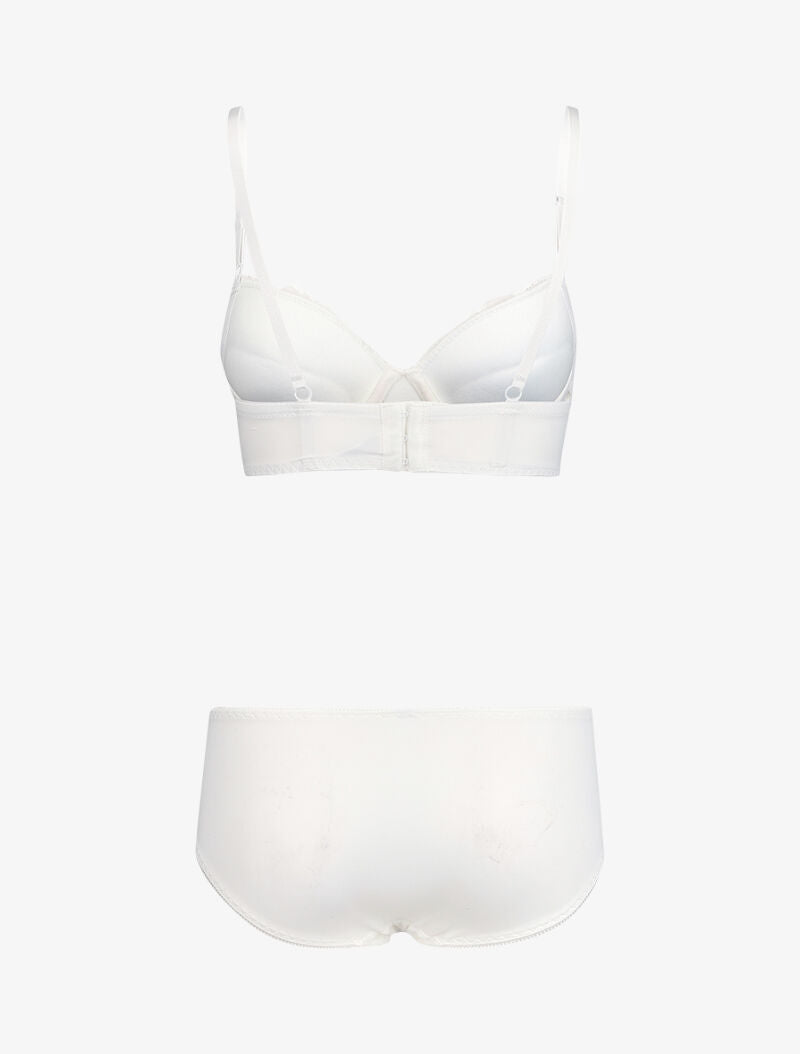 Ensemble bustier en dentelle et résille - Blanc - 2