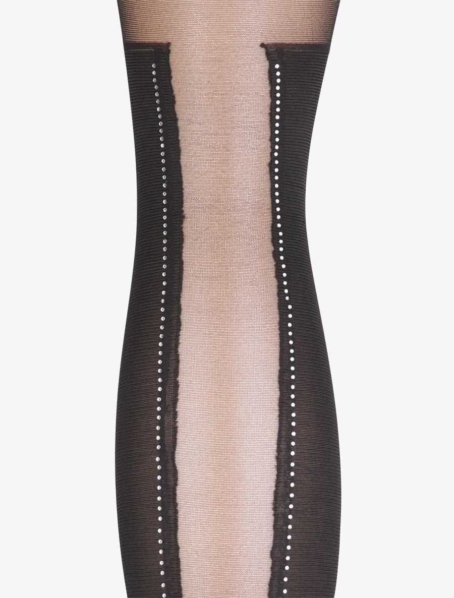 Collants en voile stylisé - Noir - 3