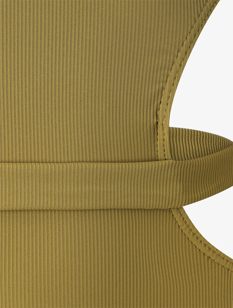 Maillot de bain échancré à lien décoratif - Kaki - 3