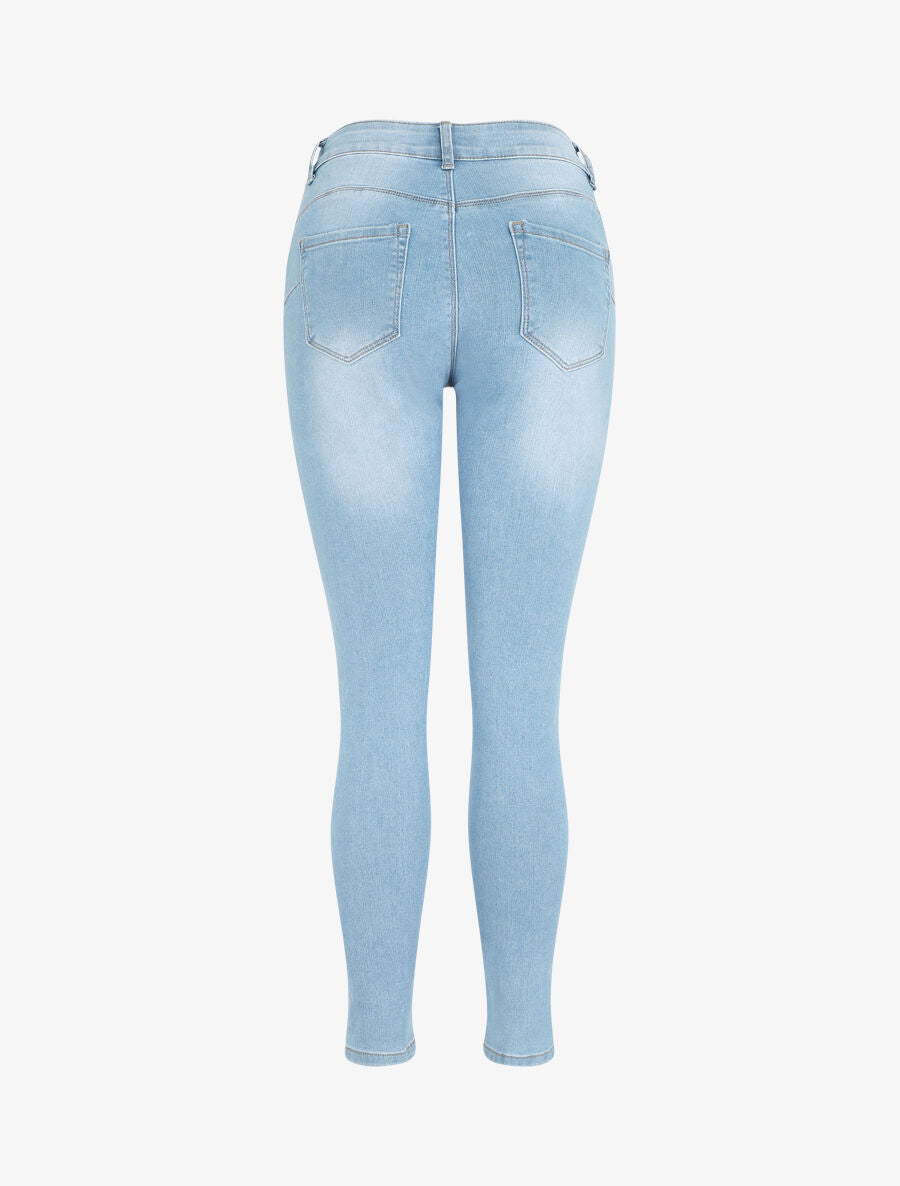 Jean push up délavé coupe slim - Bleu ciel - 2