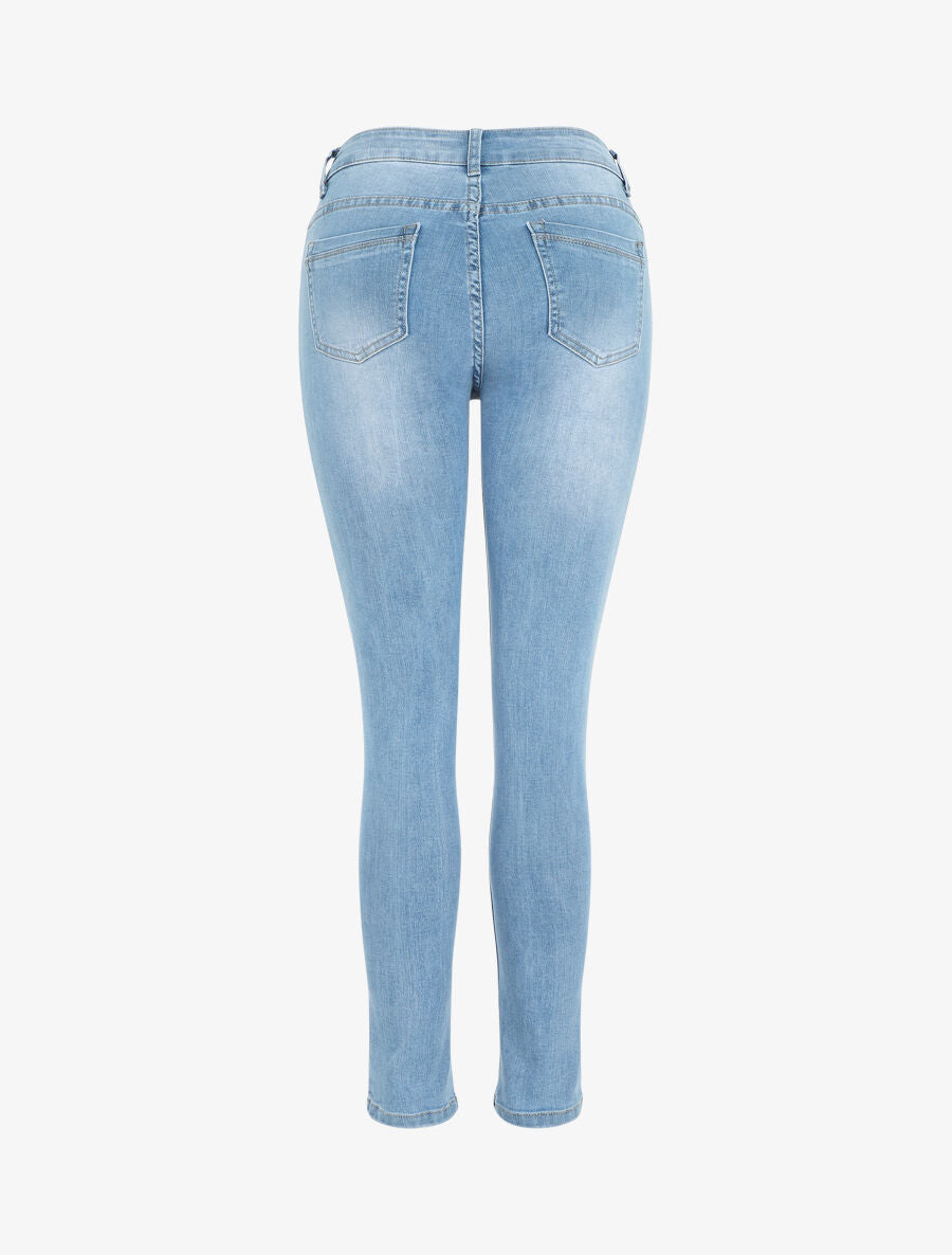 Jean délavé coupe skinny taille standard - Bleu clair - 2
