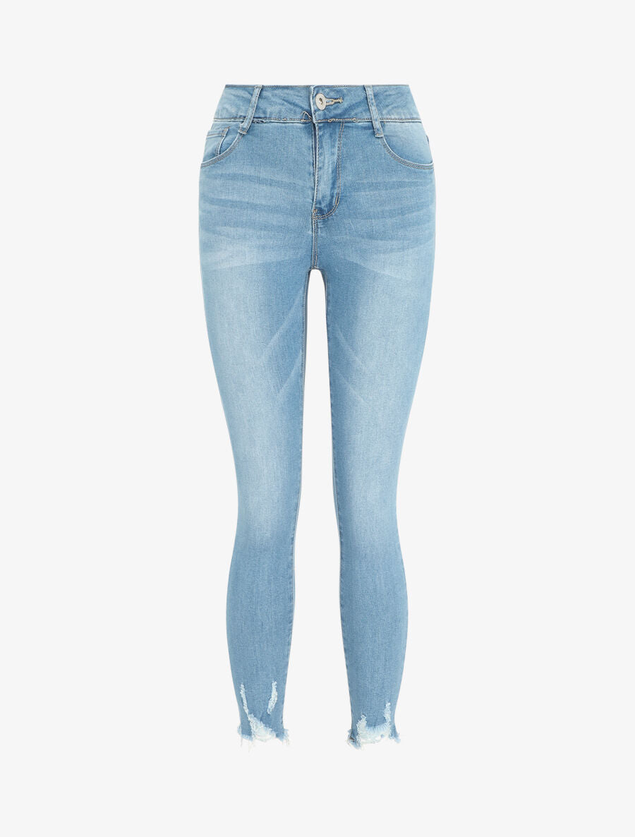 Jean skinny taille standard bord franc - Bleu clair - 4