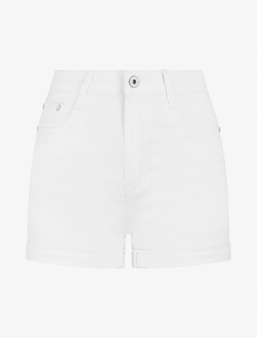 Short en jean taille haute - Blanc - 1