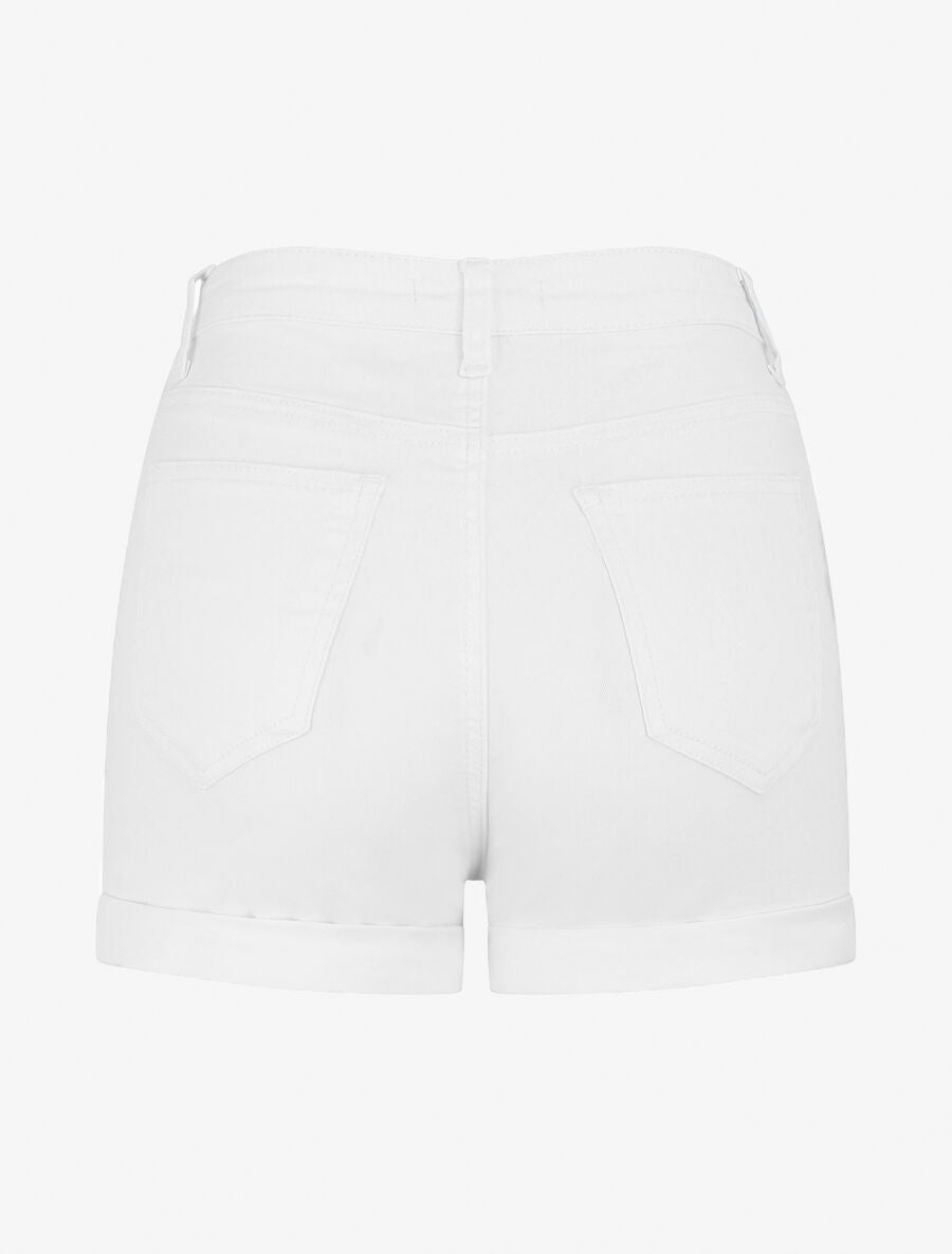Short en jean taille haute - Blanc - 2