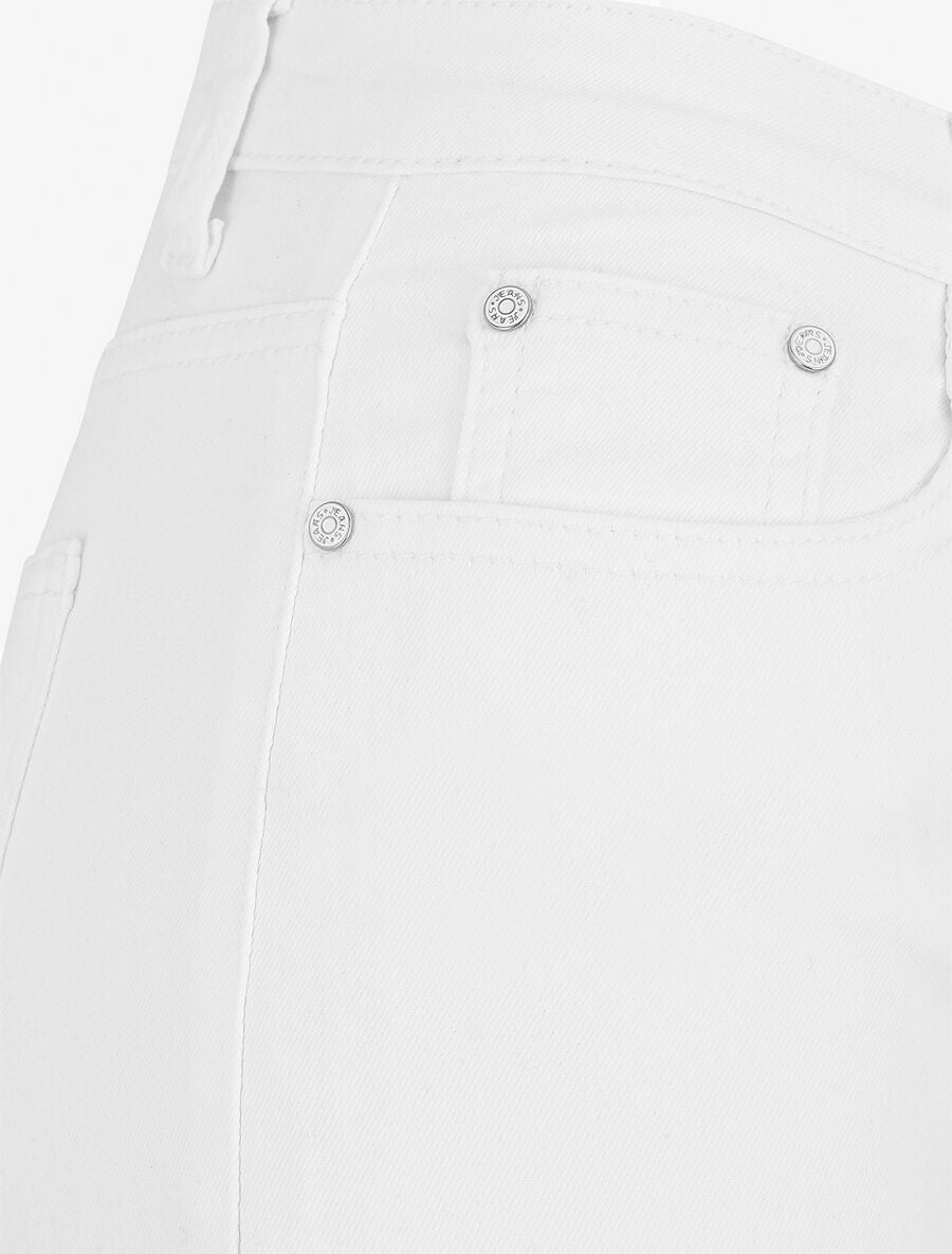 Short en jean taille haute - Blanc - 3
