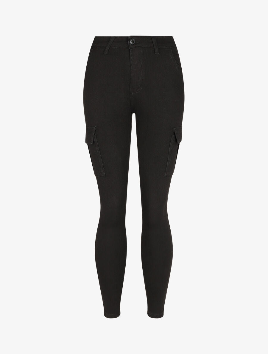 Jean cargo coupe skinny taille haute - Noir - 4