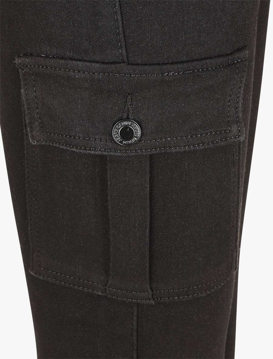 Jean cargo coupe skinny taille haute - Noir - 3