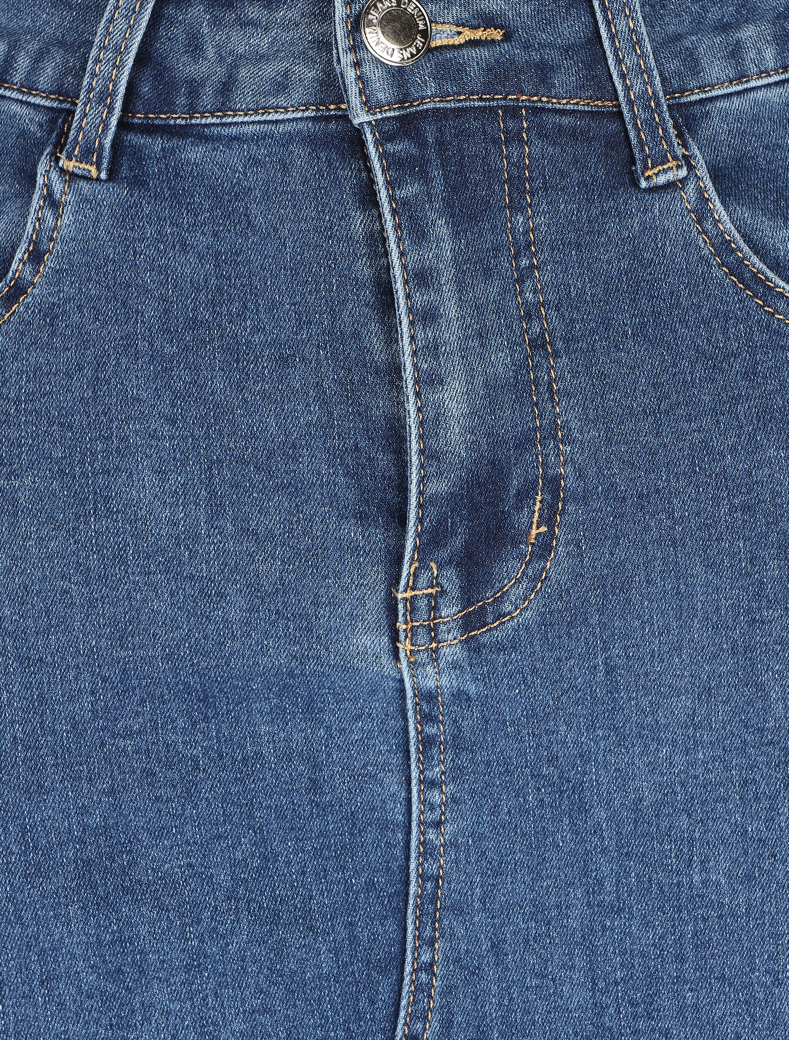 Jupe longue en jean coupe droite - Bleu - 3