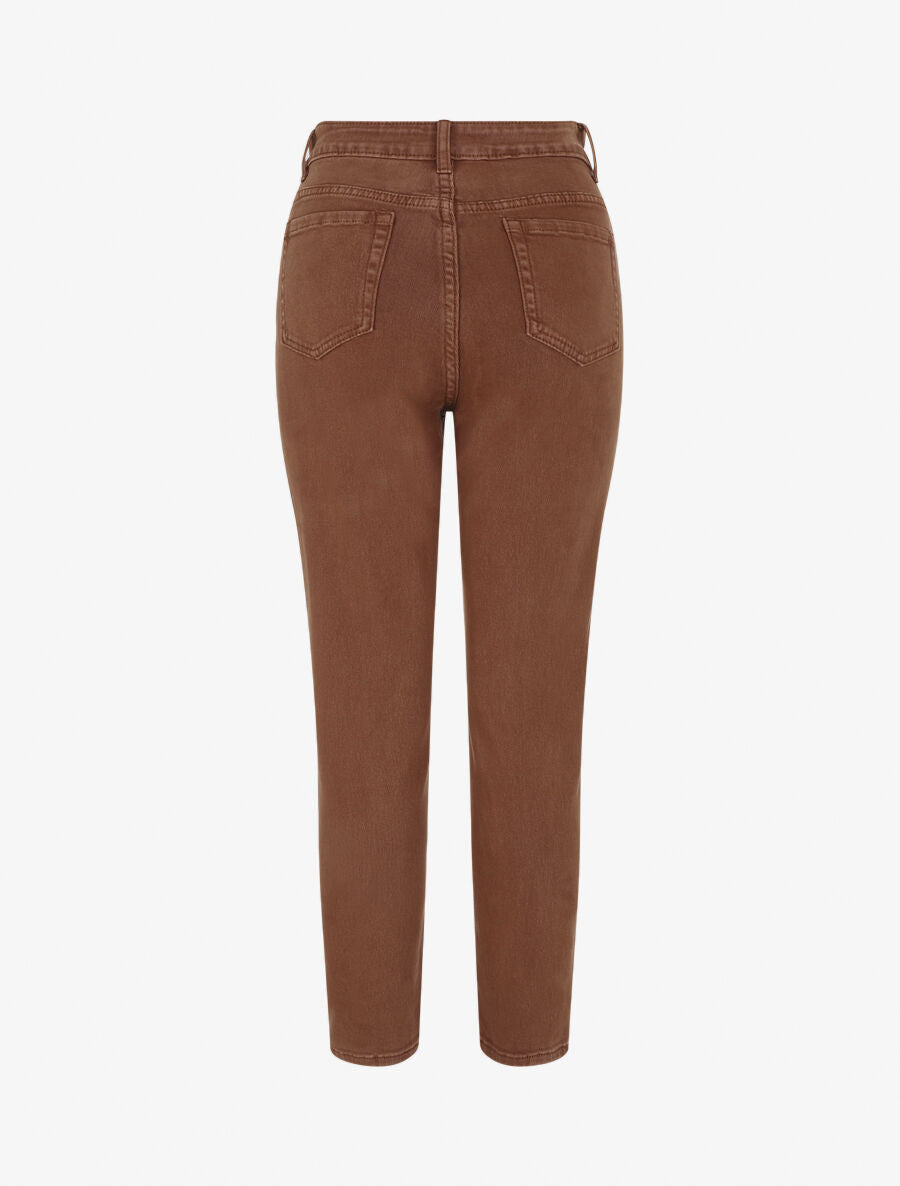 Jean uni taille haute - Marron - 2