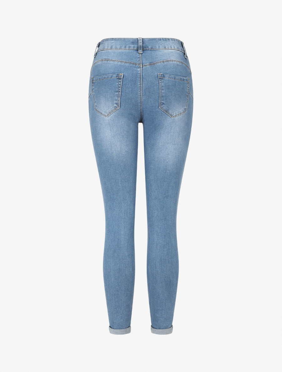 Jean standard coupe skinny à revers - Bleu - 2